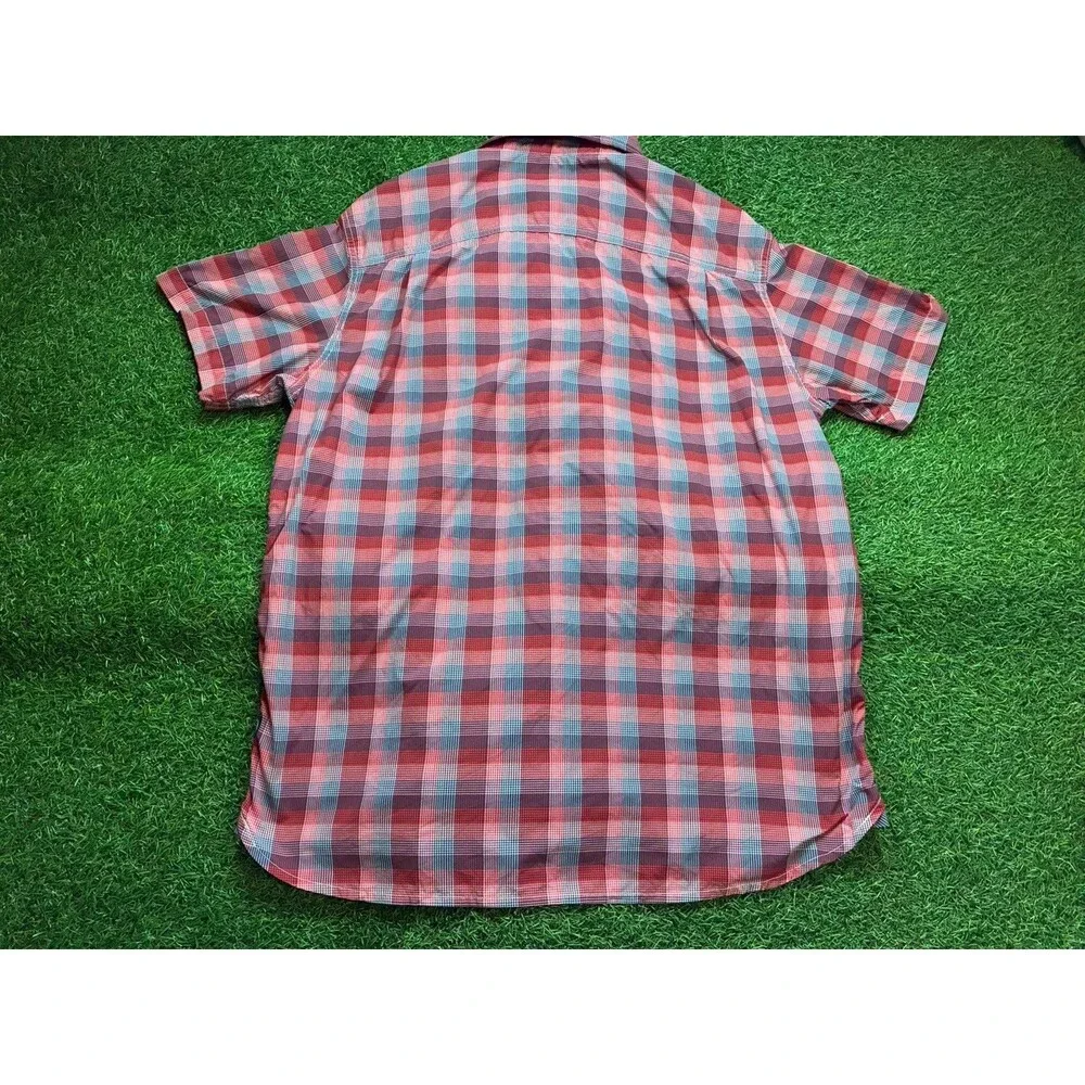 The North Face Plaid Button Up Shirt Men’s XL Red Gray Short Sleeve Outdoor
